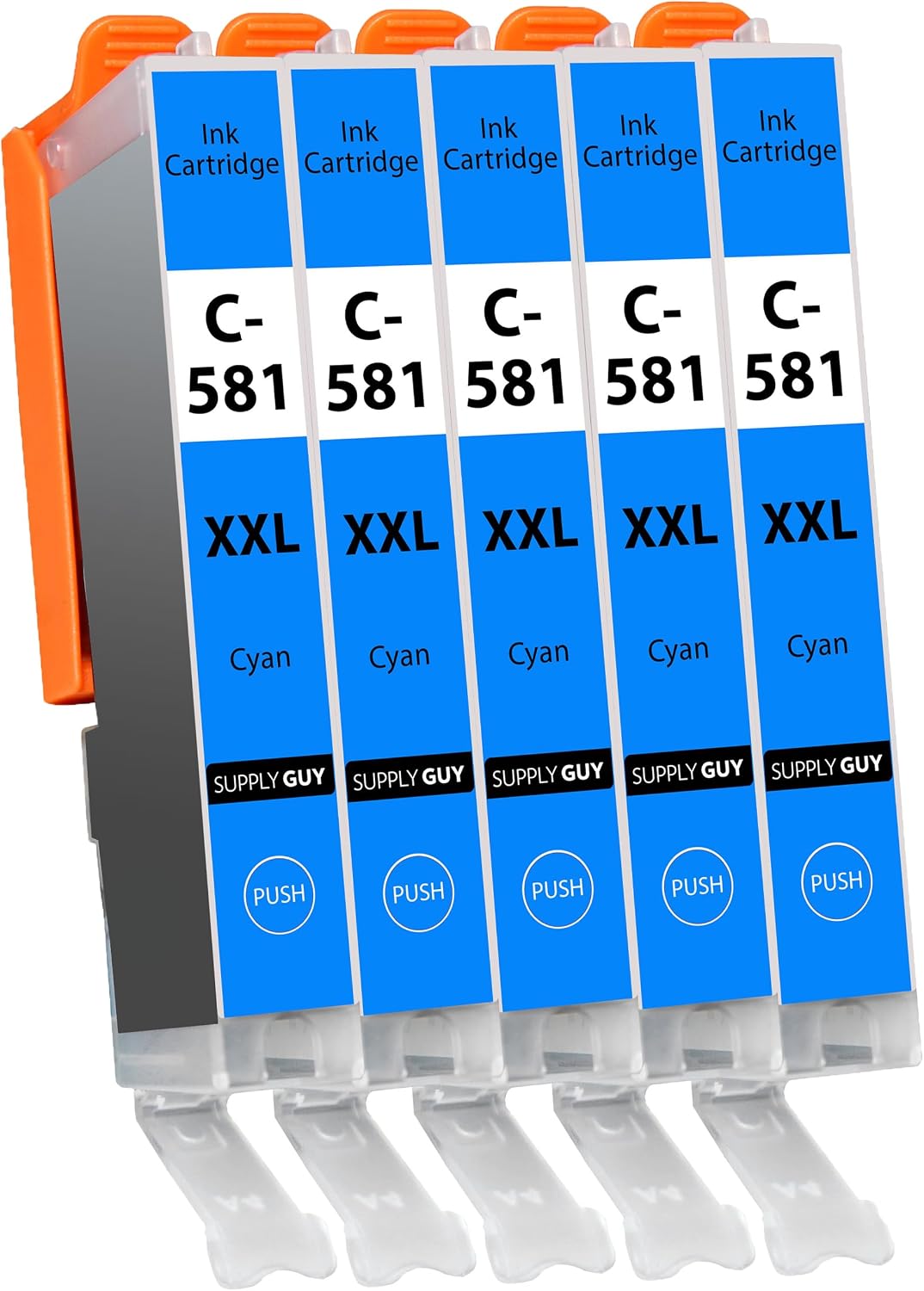 Detalle de Supply Guy 581XXL Cyan Ink Cartridges (5-Pack) for Canon Pixma — compatible with CLI-581 XXL