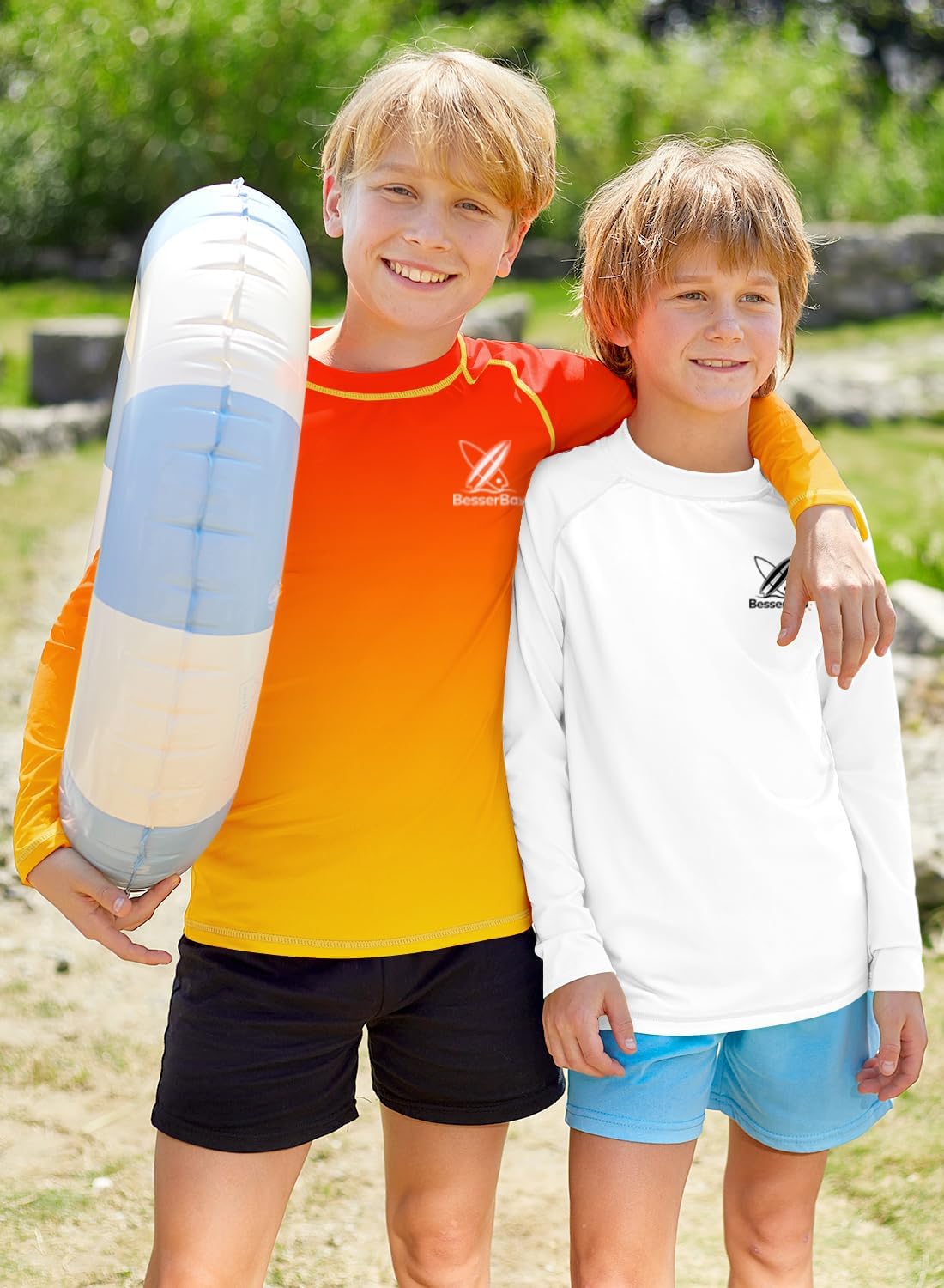 Detalle de BesserBay Kinder UV Shirt UPF 50+ Langarm Rashguard 110-150 – Sonnenschutz & Bewegungsfreiheit