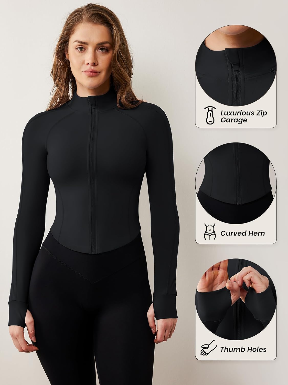 Detalle 2 de AVGO Women's Workout Jacket Lightweight Cropped
