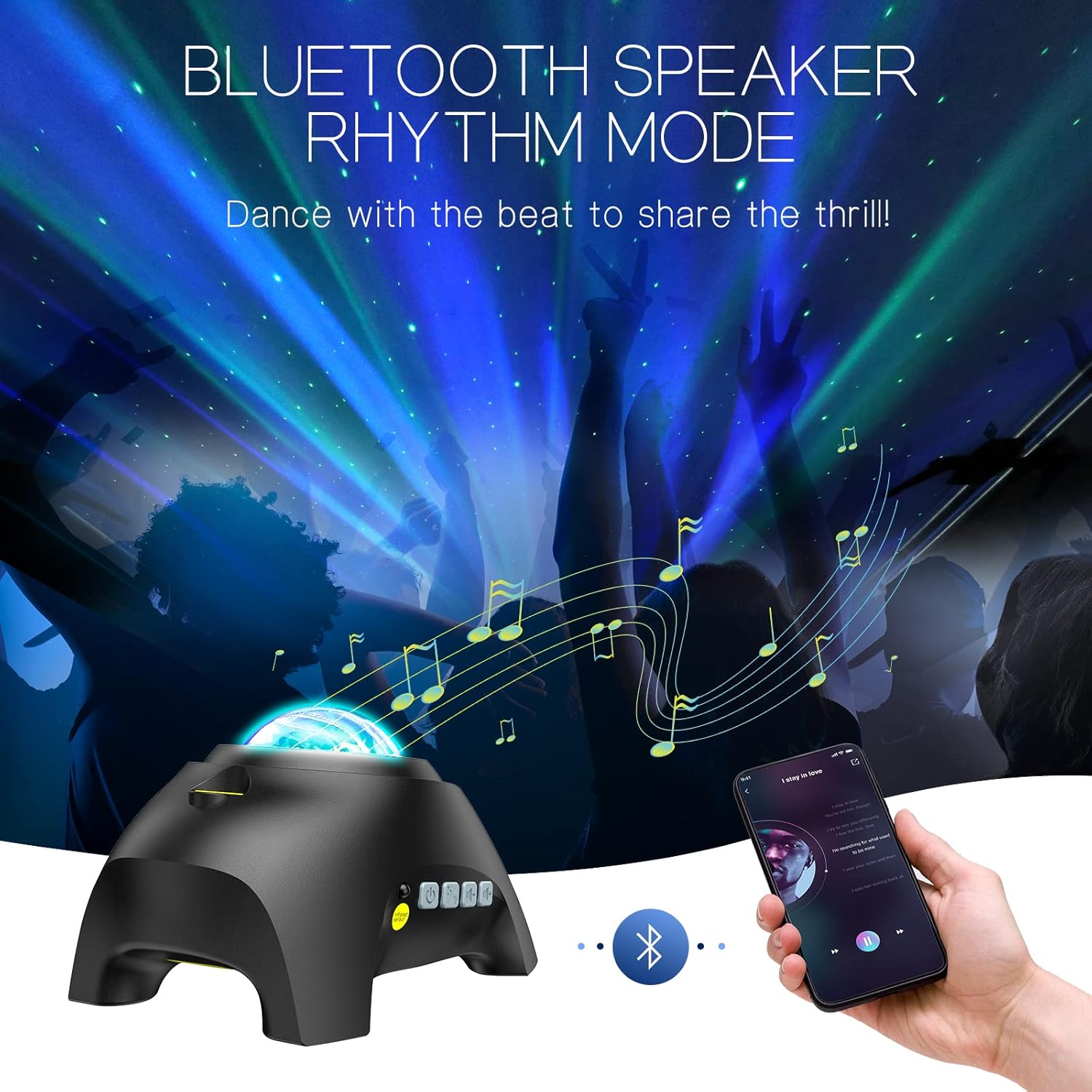 Thumbnail 3 de Northern Galaxy Light Aurora Projector: 33 Effects, Bluetooth Speaker, and Soothing White Noise in a Playful Elephant Lamp