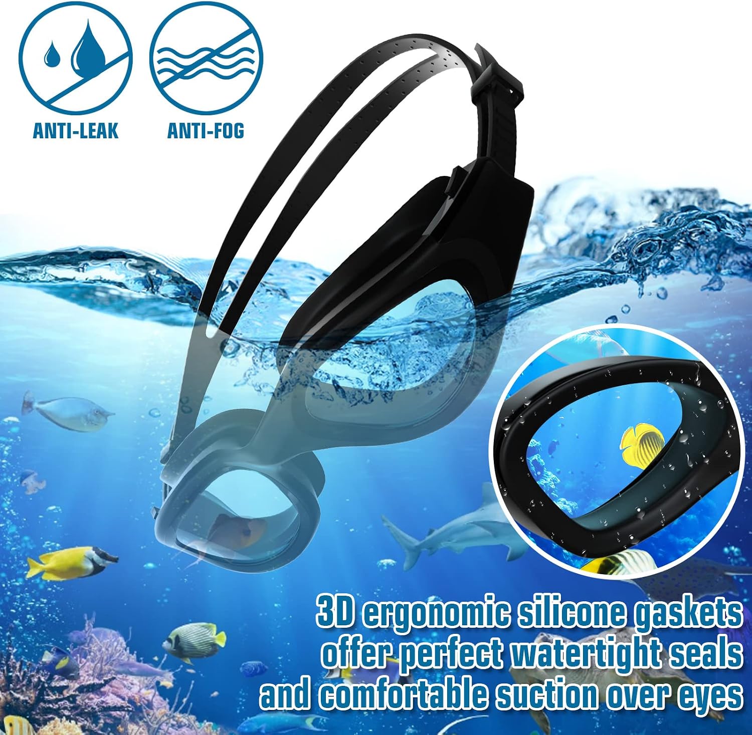 Detalle de Winline Schwimmbrille für Erwachsene & Jugendliche – Anti-Beschlag, UV-Schutz, wasserdicht mit weichen Nasenstegen