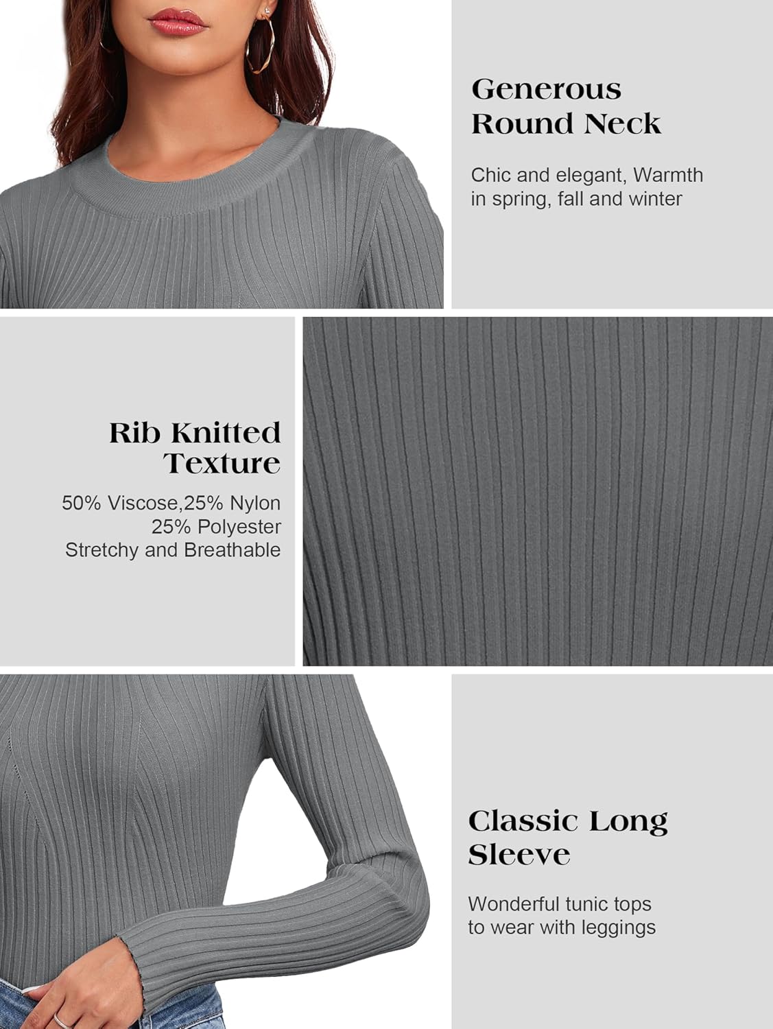 Detalle de Famulily Round Neck Sweater Jumpers for Women