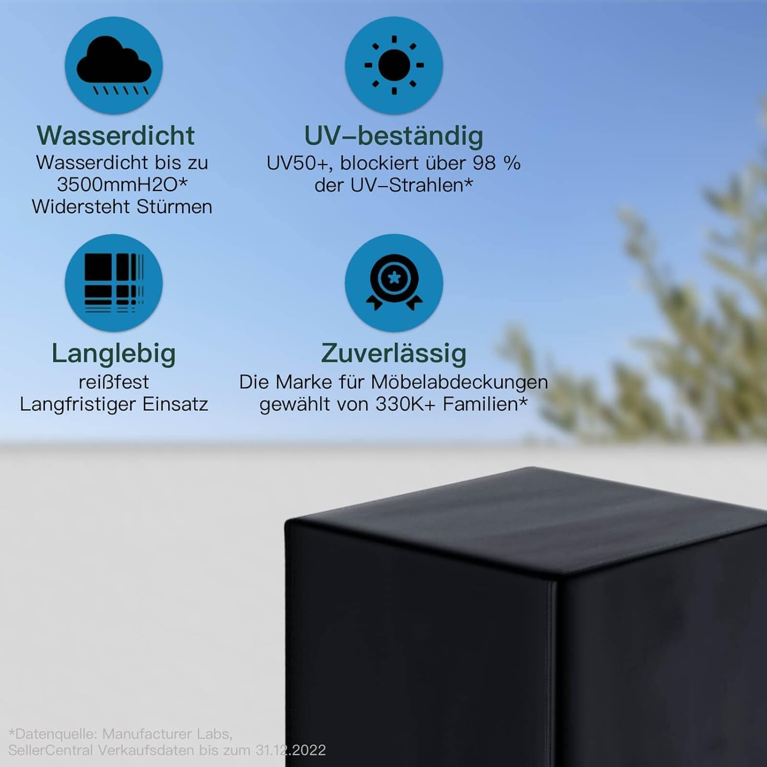Detalle de AWNIC E110-2D-2GE tuinstoelhoezen, set van 2, waterdicht, 68 x 68 x 110 cm