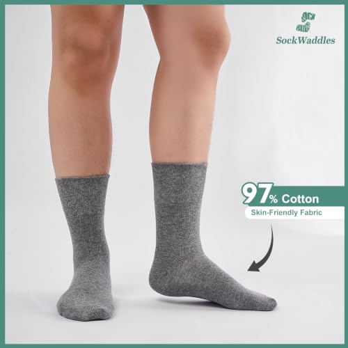 Detalle 2 de SockWaddles Diabetic Socks for Men & Women | 6 Pairs, Soft Top, Seamless Toe, Loose Fit (Grey, UK 3-5)