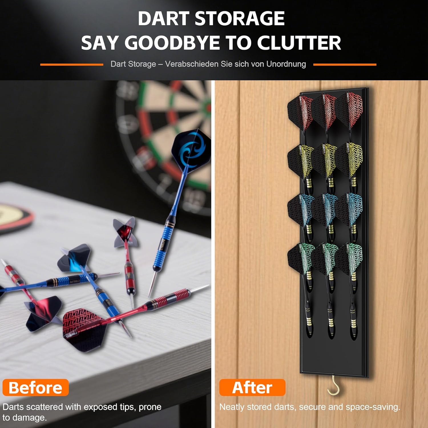 Detalle 2 de CyeeLife Dart Halter aus Holz für 12 Darts
