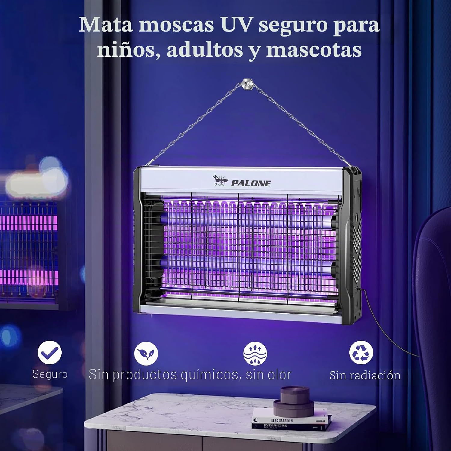 Thumbnail 6 de PALONE Lámpara Antimosquitos 3200V USB — Mata Mosquitos Eléctrico 2 UV LED para Pared con Colgante