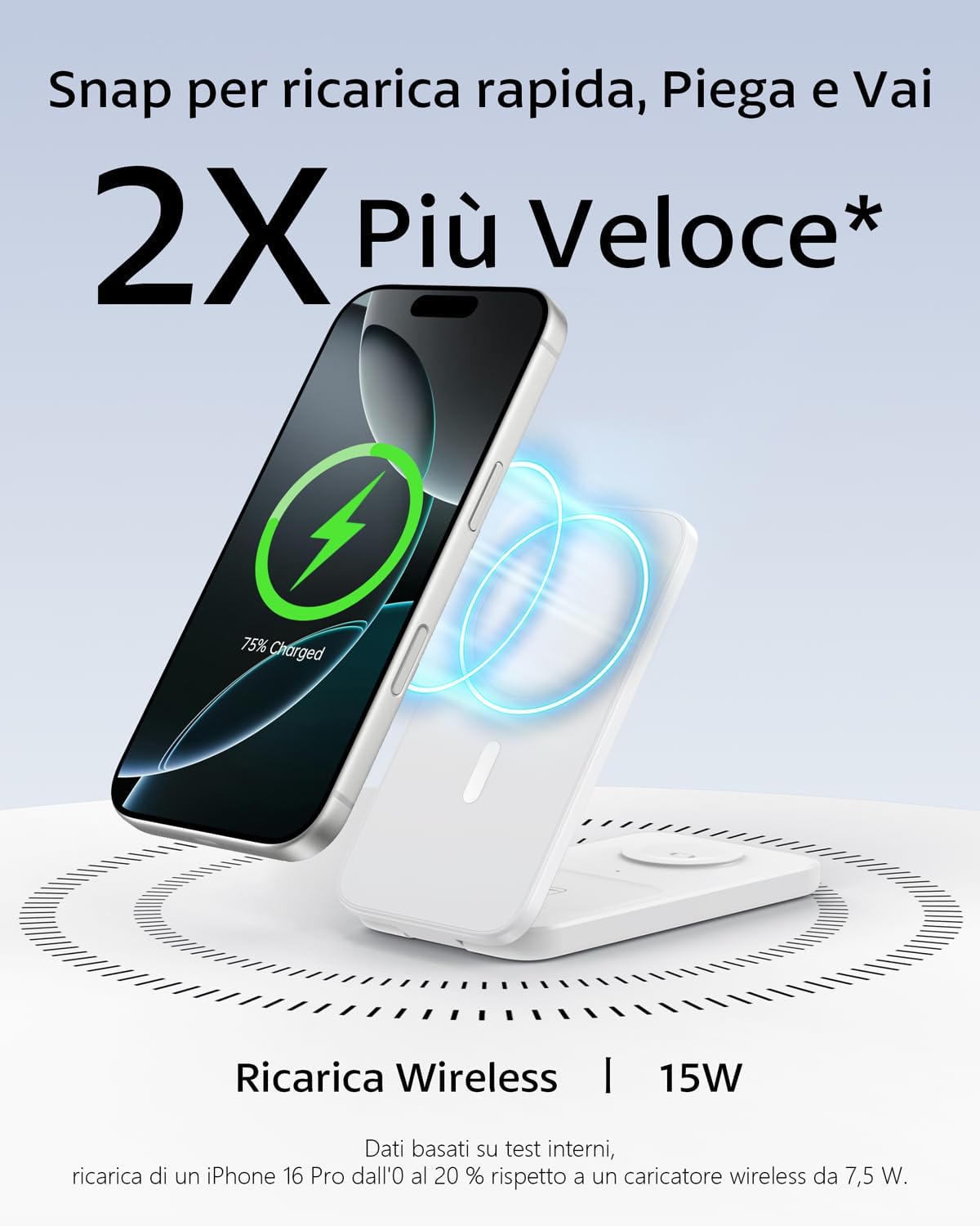 Thumbnail 1 de Caricatore Wireless 3 in 1 MagSafe pieghevole da 15W: ricarica simultanea per iPhone, Apple Watch e AirPods