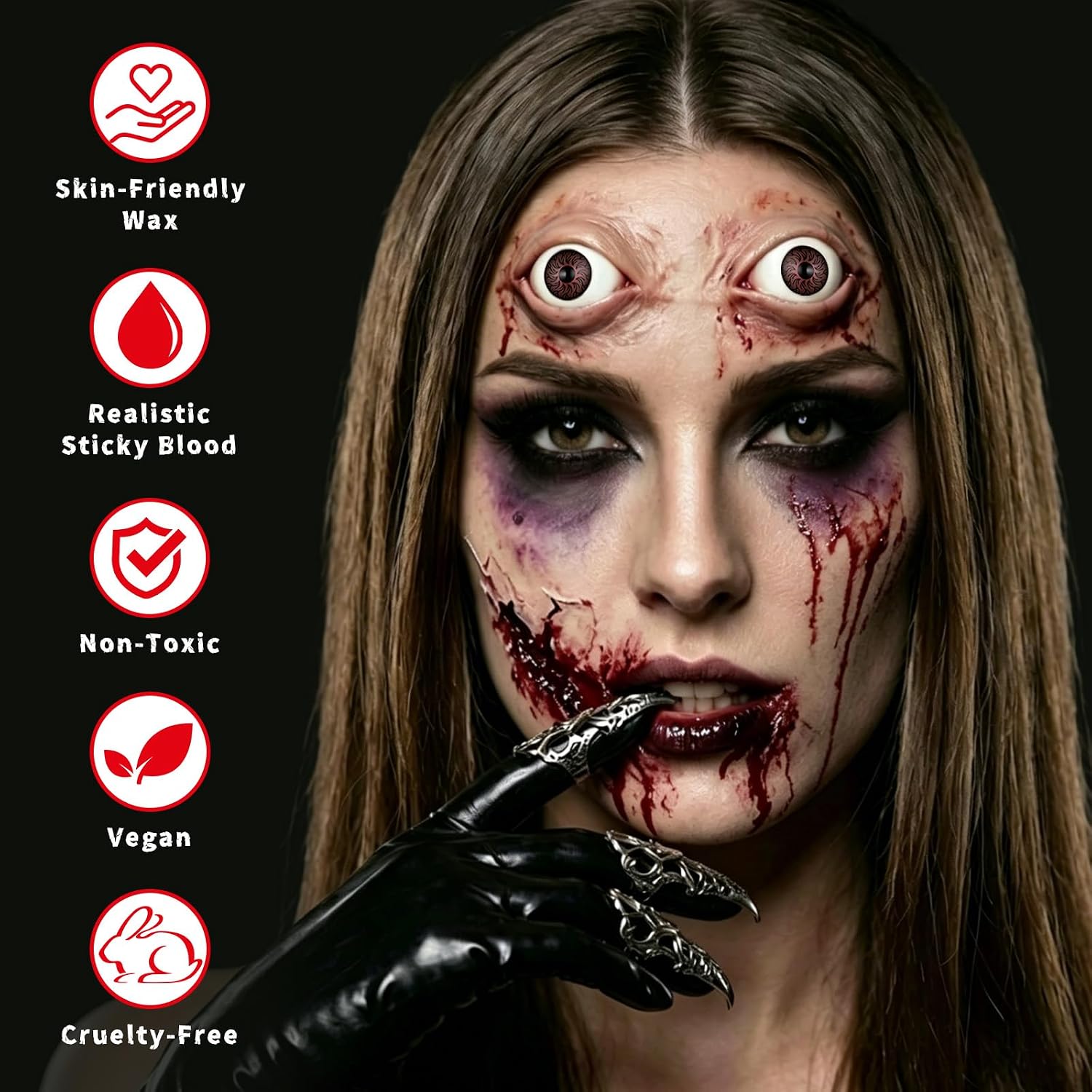 Detalle 2 de BOBISUKA Halloween SFX Makeup Kit with Scar Wax, Blood Gel and Eyeball Accessories