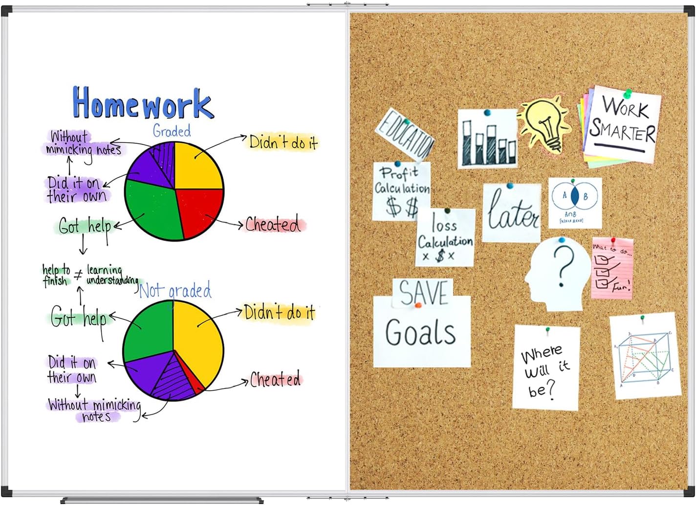 Thumbnail 5 de XBoard Magnetic White Board and Bulletin Corkboard Combination (36 x 24) with Aluminum Frame