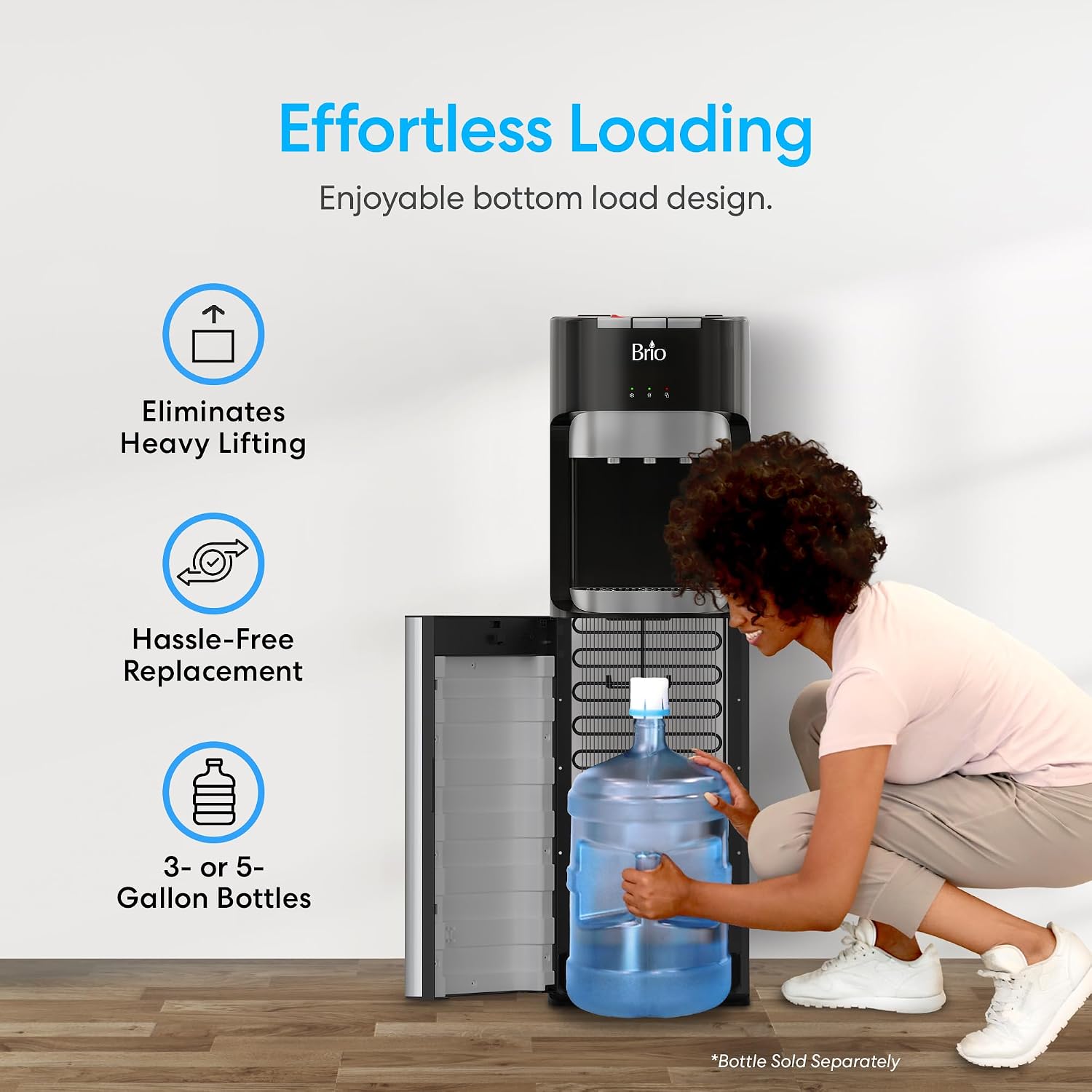 Thumbnail 3 de Brio Bottom Load Water Cooler Dispenser for 5 Gallon Bottles – 3 Temperatures with Child Lock and LED Bottle Alert