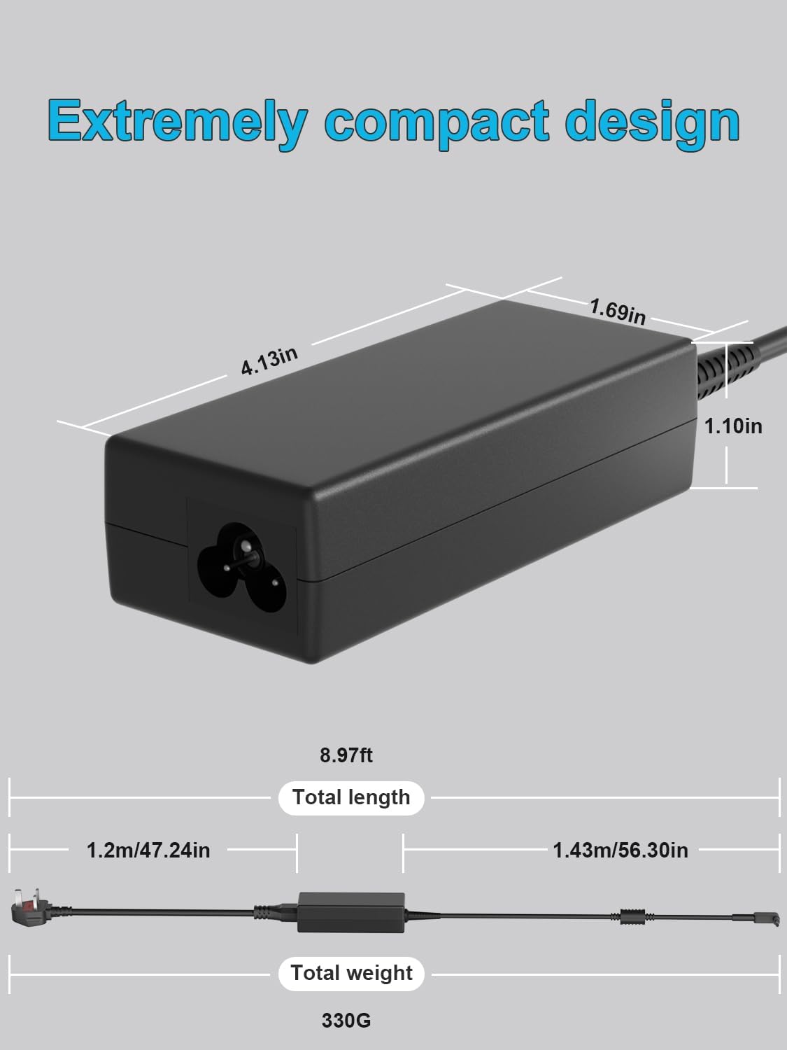 Detalle 2 de HSXIRQA 65W/45W Acer laptop charger (19V) with heat-resistant, safety safeguards