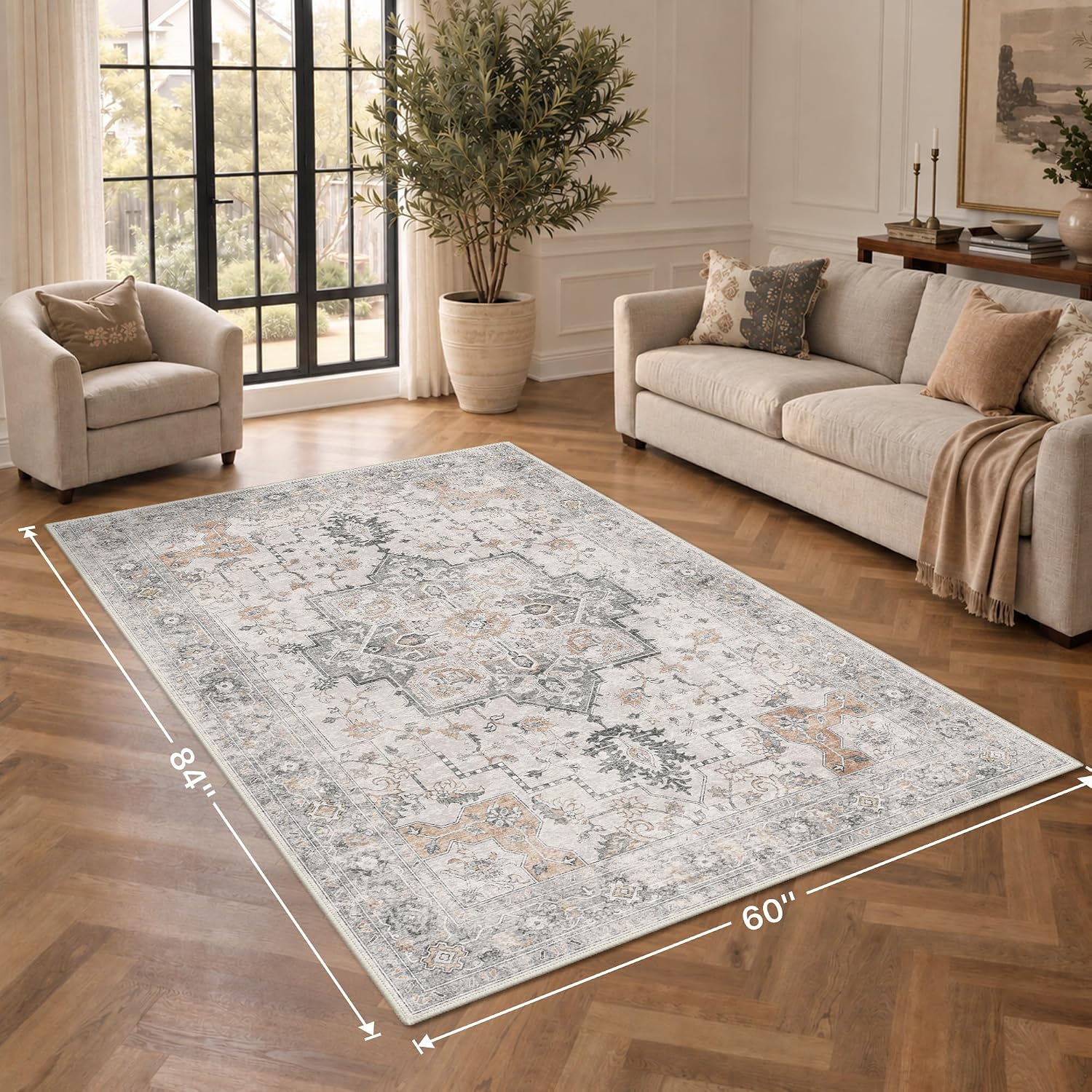 Thumbnail 1 de GENIMO 5 x 7 ft washable non-slip area rug 🏡