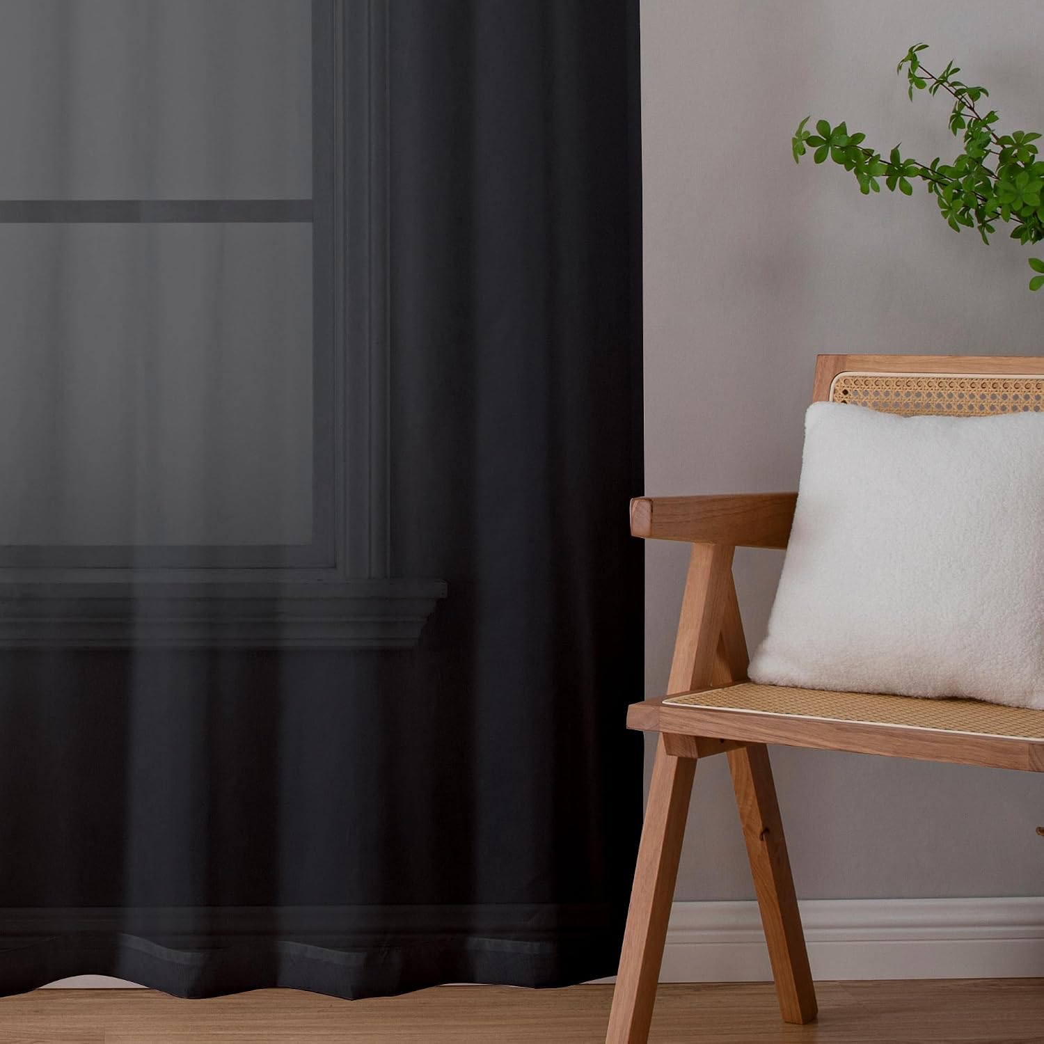 Thumbnail 4 de Simplebrand Black Sheer Curtains 96 in 🪟
