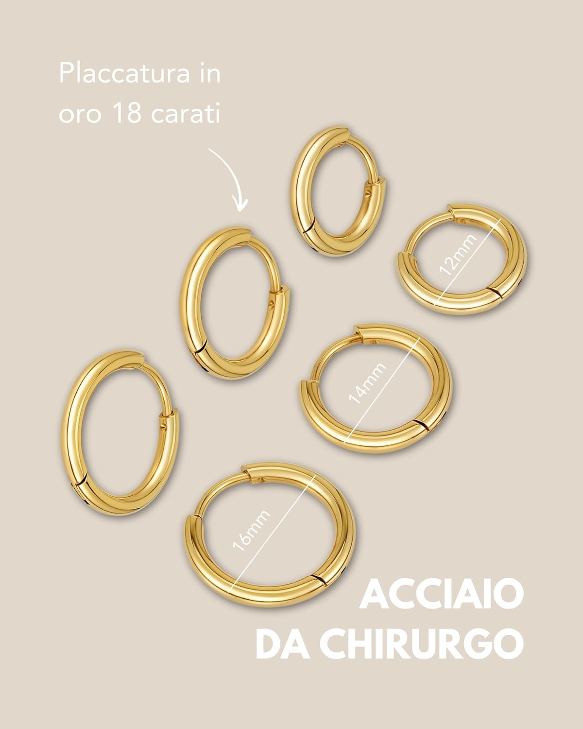 Thumbnail 4 de Orecchini a cerchio 12/14/16 mm per donna