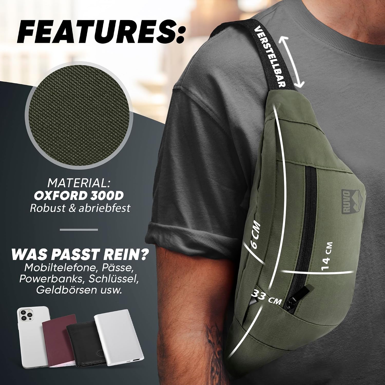 Thumbnail 1 de RUVO Bauchtasche 4 Fächer Gürtel