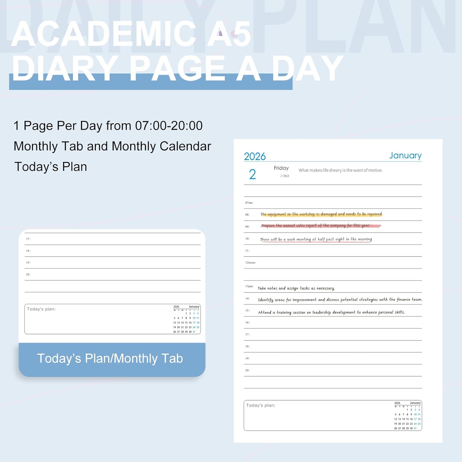 Thumbnail 5 de Agenda accademica 2026 un giorno per pagina Blu