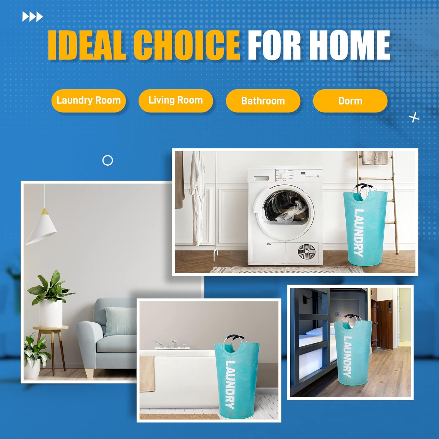 Thumbnail 3 de Caroeas 90L Large Laundry Basket — Waterproof, Foldable with Padded Handles (7 Colours)