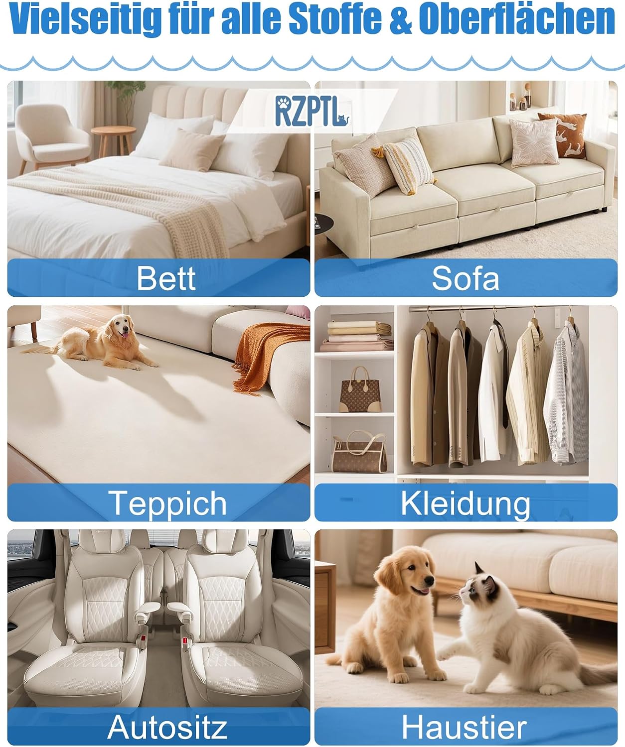 Thumbnail 6 de 2er Pack Tierhaarentferner Handschuh – Fell Magnet für Hunde & Katzen (Blau)