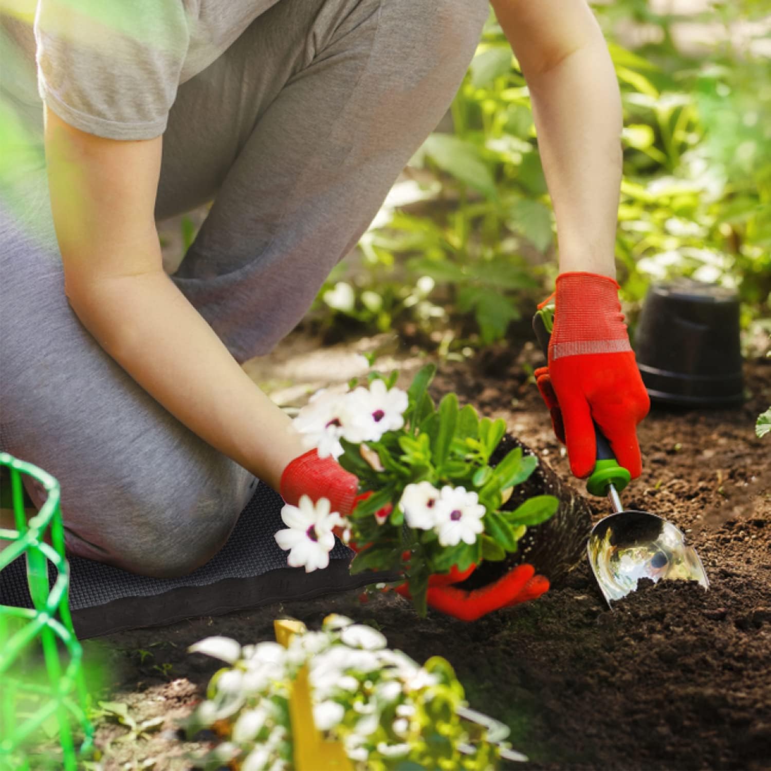 Detalle de Ohuhu Kniekissen Sitzkissen 2er-Set – 43 × 28 cm, 4 cm Dicke, EVA-Knieschutz für Garten, Haushalt und Werkstatt