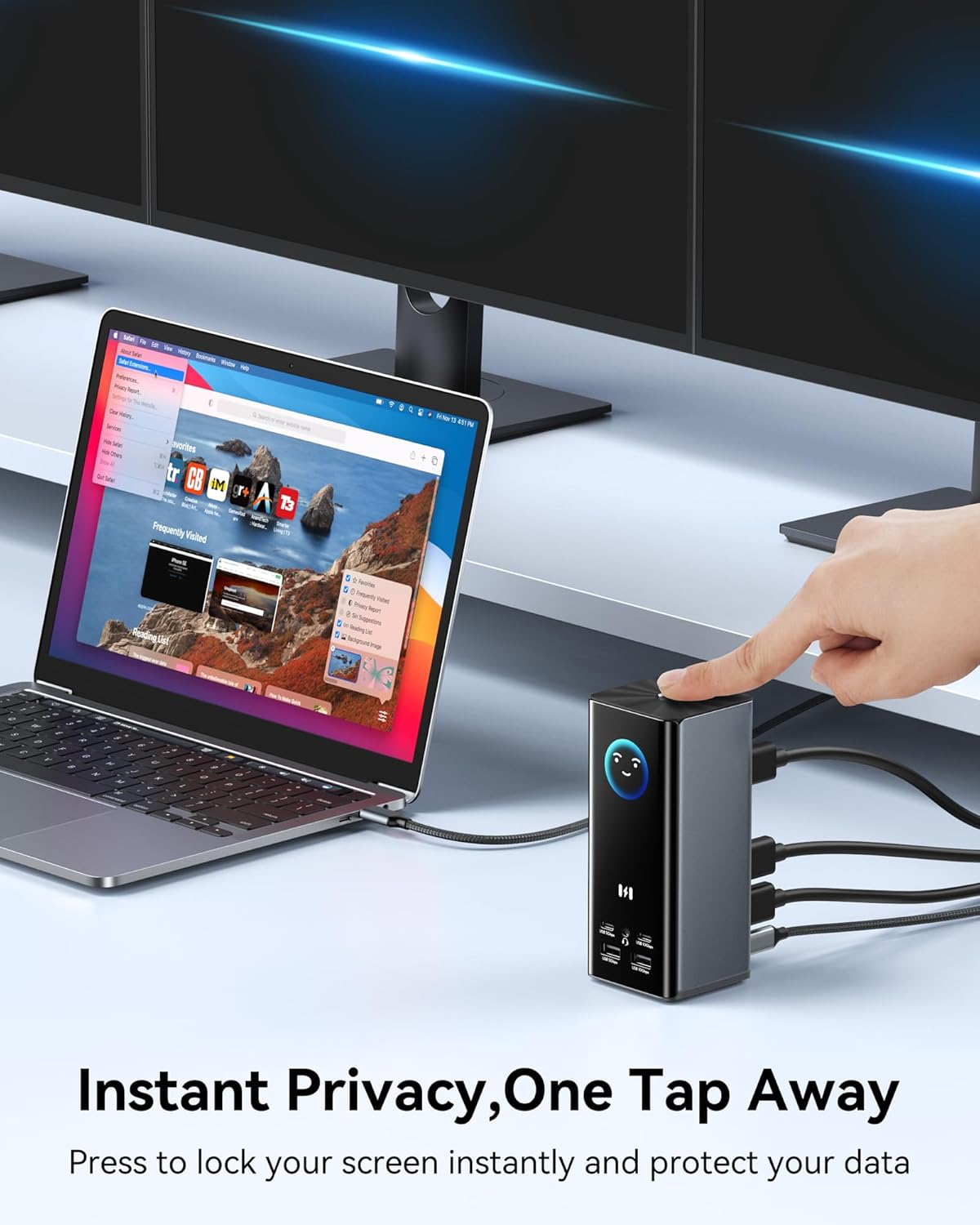 Detalle de USB-C Docking Station 17-in-1 mit Triple Display – 3 HDMI, 2 DP, 100W PD & 10Gbps USB