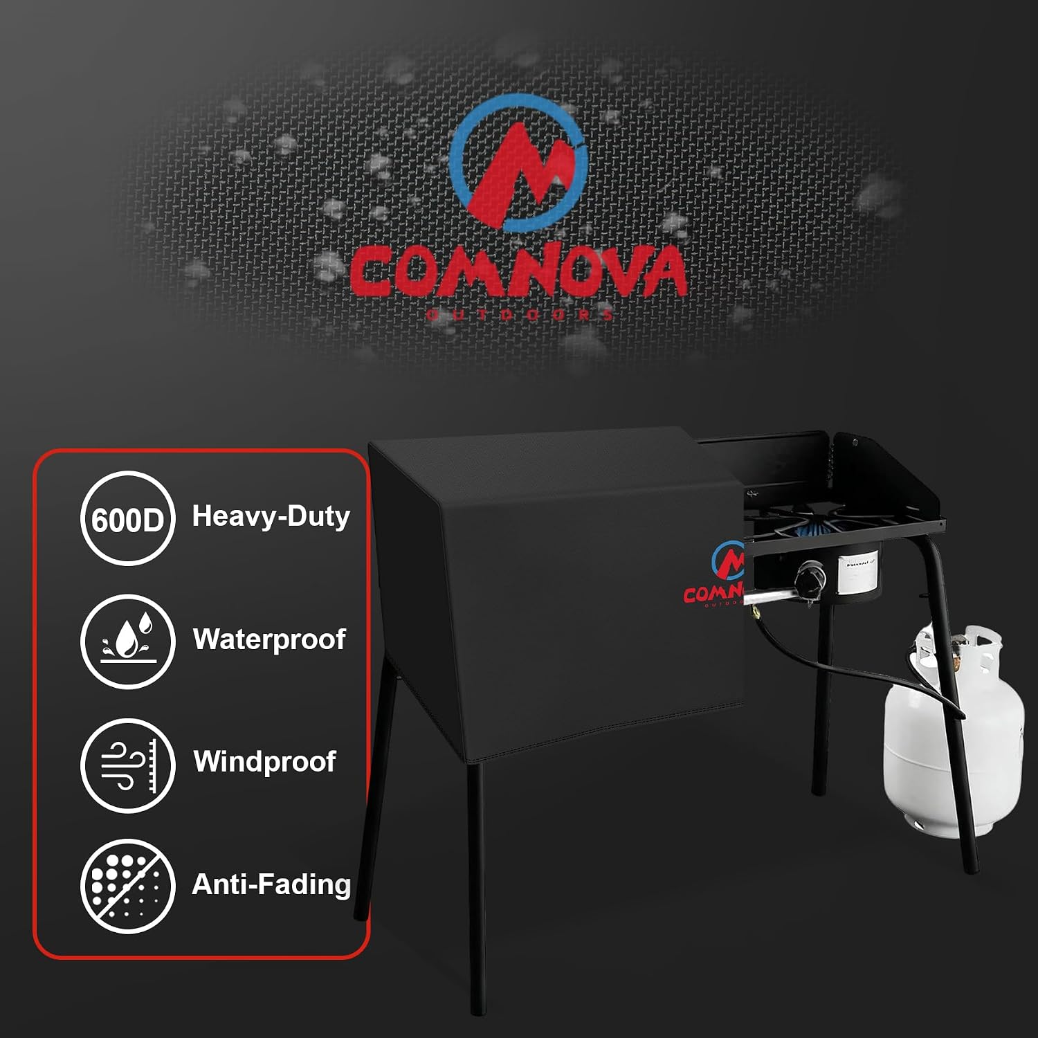 Detalle de M COMNOVA OUTDOORS COGC-CCF-2BR-BLK 2-Burner Stove Cover, 600D Waterproof