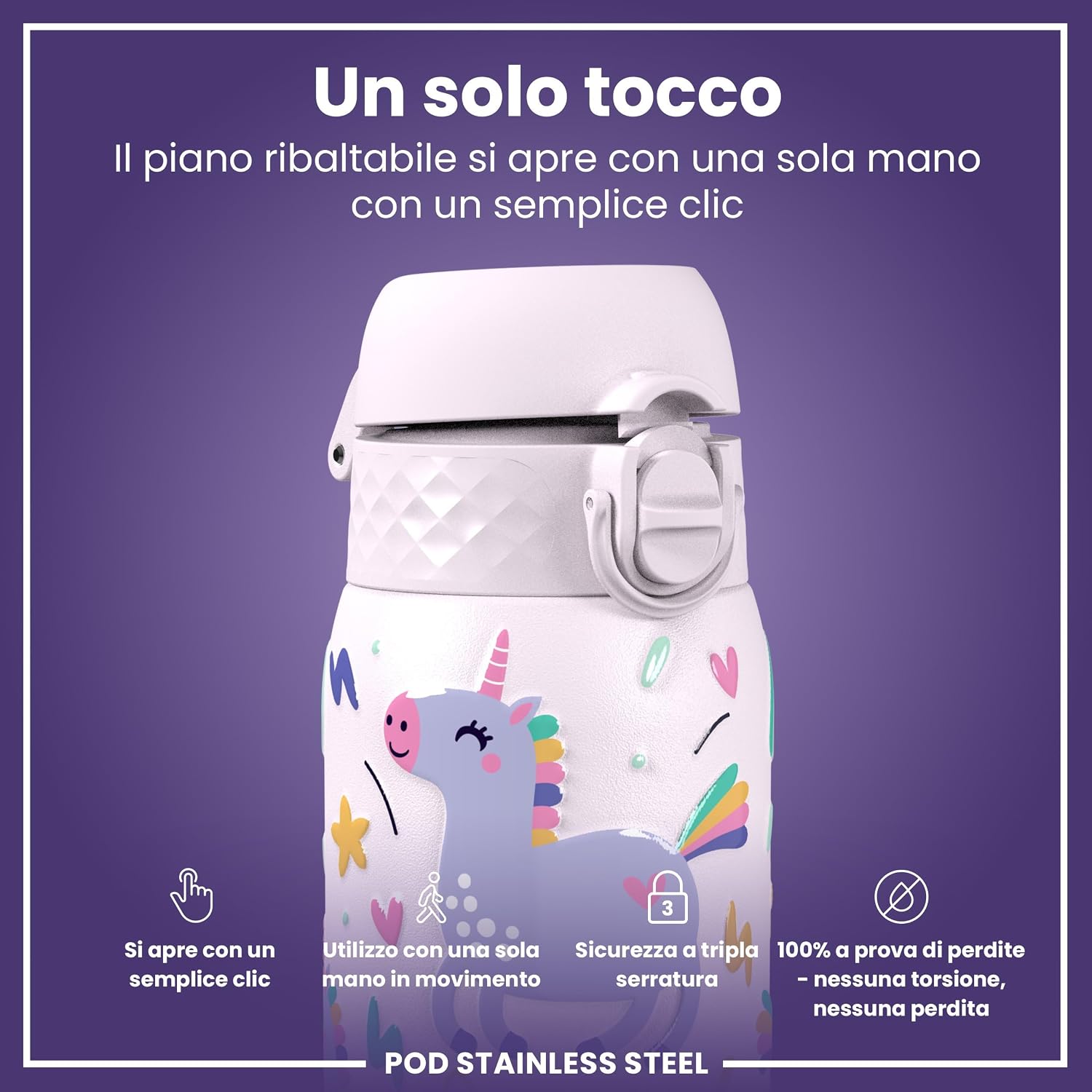 Thumbnail 2 de Ion8 Borraccia 400ml Unicorni Rosa