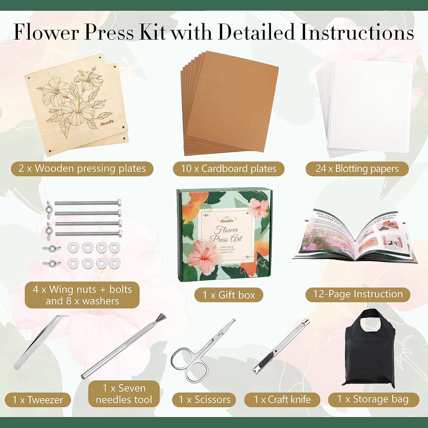 Thumbnail 5 de Aboofx Flower Press Kit (11x11) — 10-Layer Wooden Flower Press for Crafting, Drying & Preservation