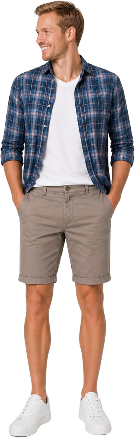 Detalle 2 de Smith & Solo Kurze Hosen Herren – Chino Shorts aus Baumwolle, vielseitige Bermuda Hose für Sommer und Training