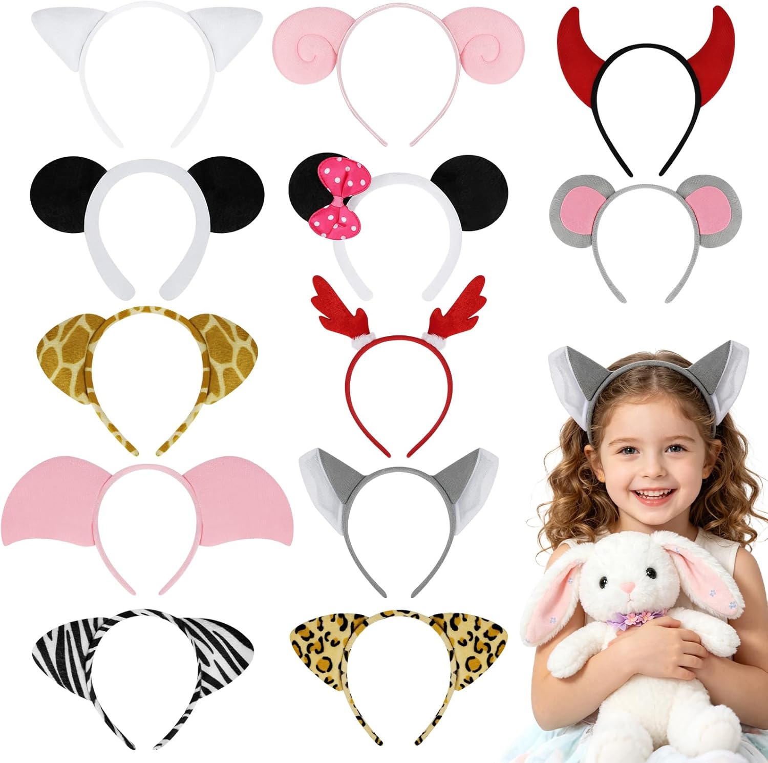 Thumbnail 6 de AYBUY Bandeau en Animal – Ensemble de serre-têtes pelucheux pour fêtes et cosplay