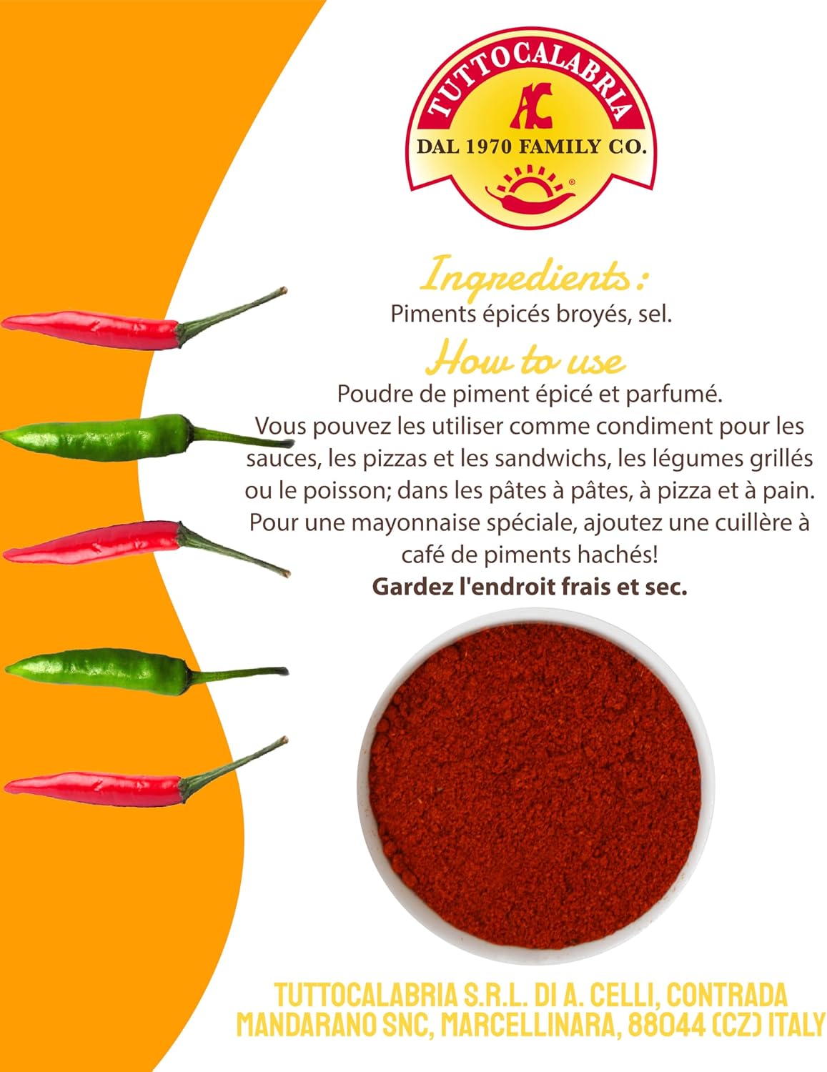 Thumbnail 6 de TuttoCalabria Piment en Poudre – Piments Calabrais Moulus, Non OGM, Made in Italy – 100 g