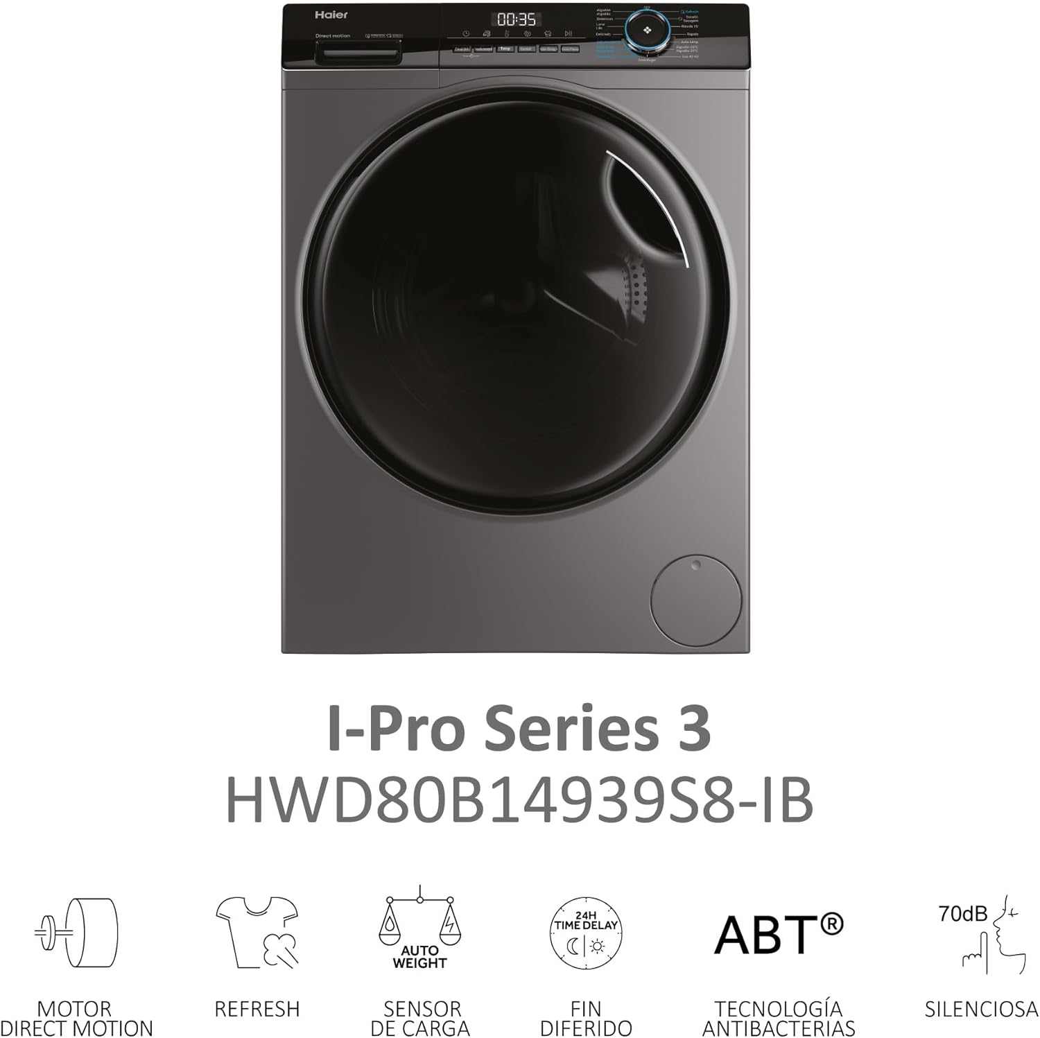Thumbnail 1 de Haier I-Pro Series 3 HWD80B14939S8-IB lavadora secadora 8/5 kg con vapor