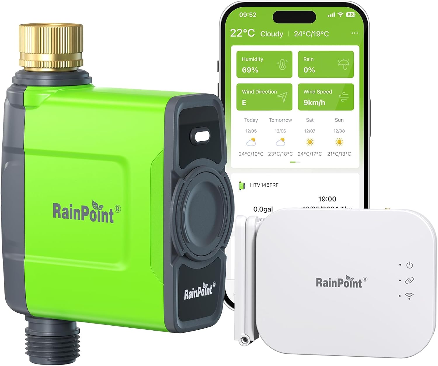 Detalle de RAINPOINT Bewässerungscomputer WLAN mit Antennen-Gateway – Wettergesteuerte Steuerung, IP65, App- und Sprachsteuerung