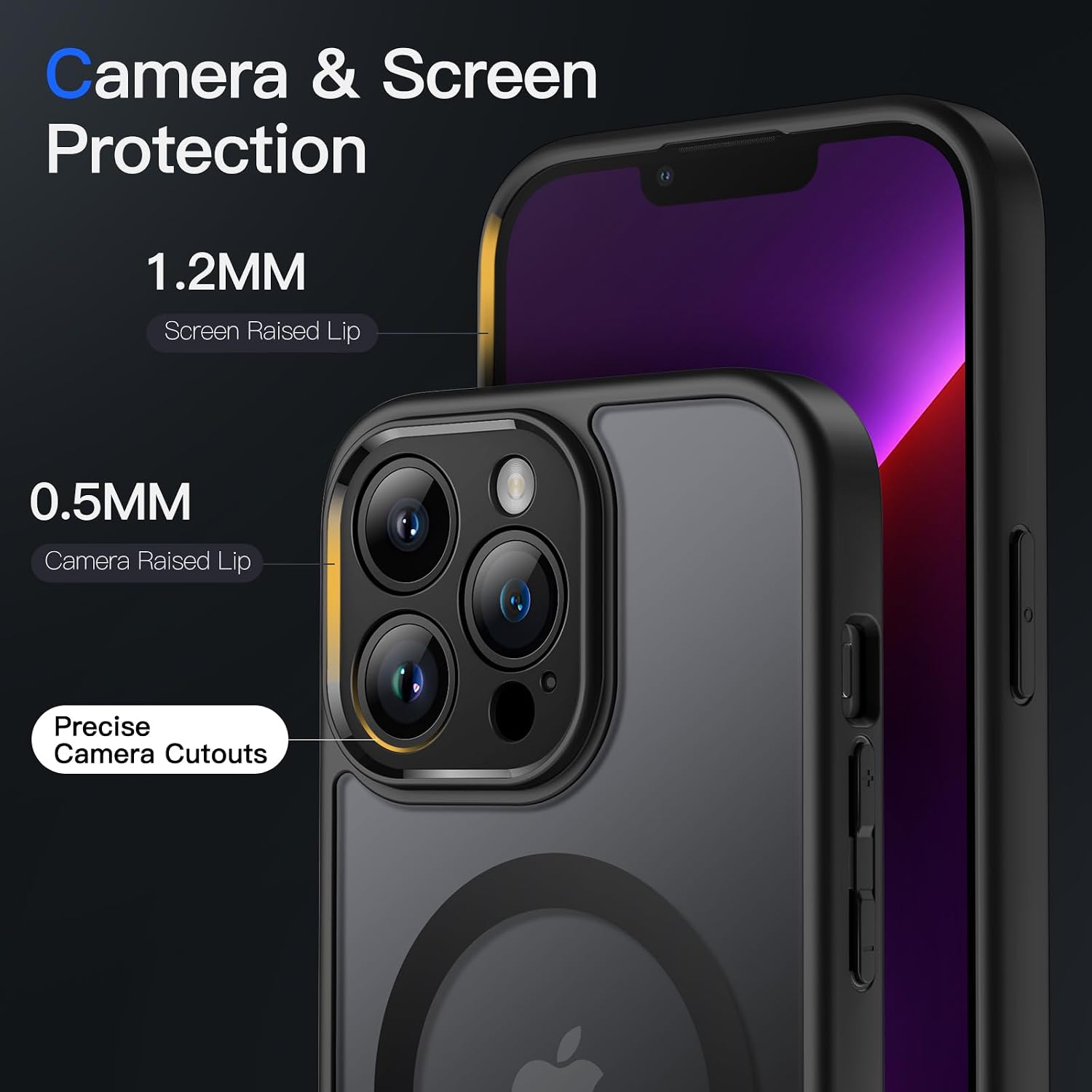 Thumbnail 5 de JETech magnetiskt skal för iPhone 13 Pro, svart med matt baksida och MagSafe