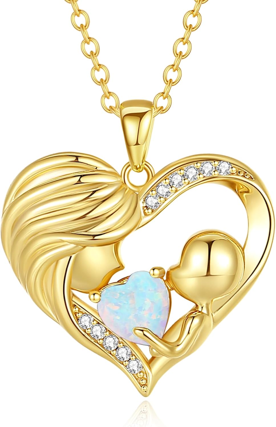 Detalle de FANCIME Mama Kette Damen – 925er Sterling Silber Herz-Anhänger mit Geburtsstein Juni