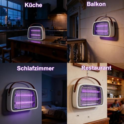 Thumbnail 6 de WUEAOA Insektenvernichter elektrisch mit 2×6W UVA LEDs, IPX4, 3800V – Wandmontage, chemiefrei