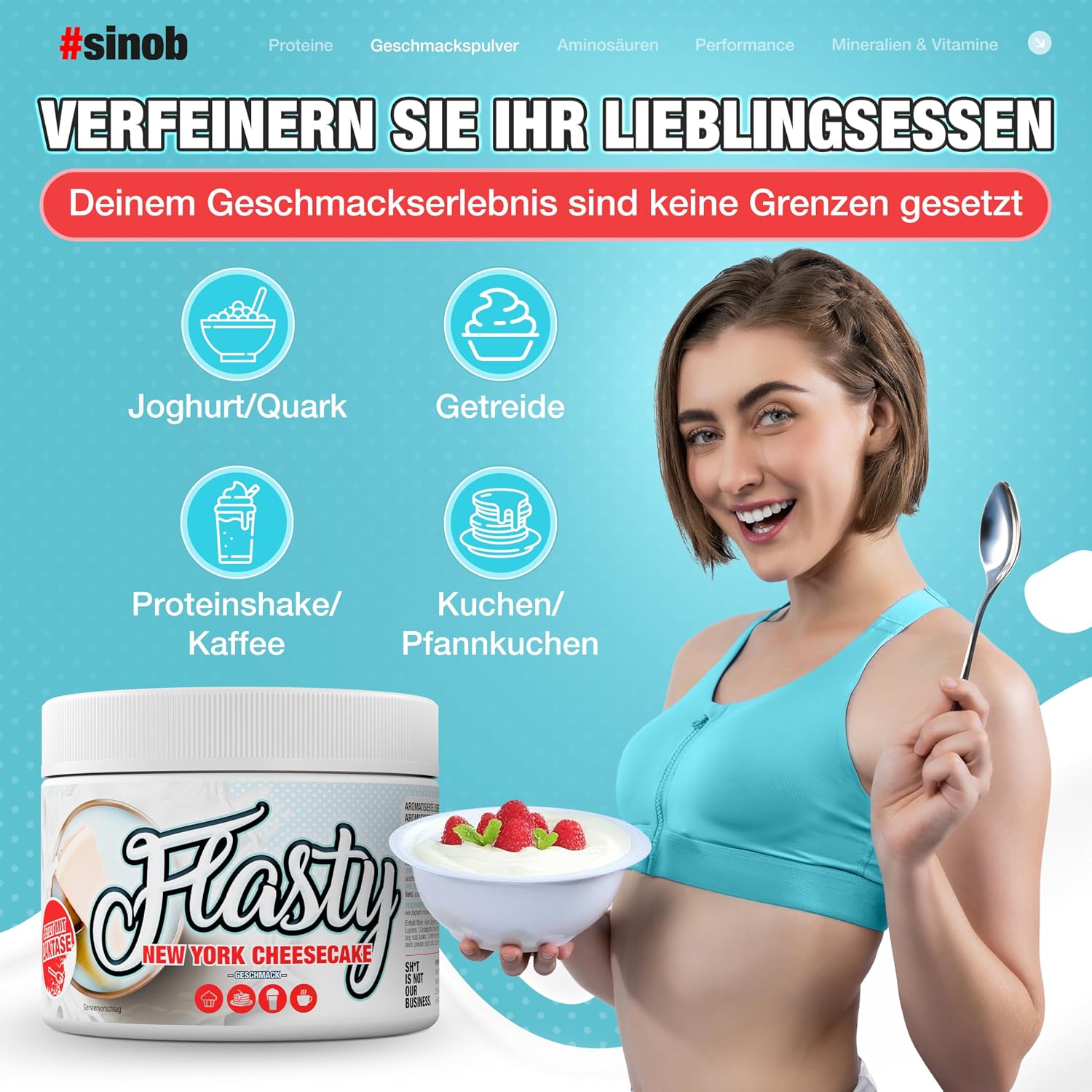 Thumbnail 4 de #sinob Flasty Geschmackspulver New York Cheesecake – 250 g Kalorienarmes Flavour Pulver