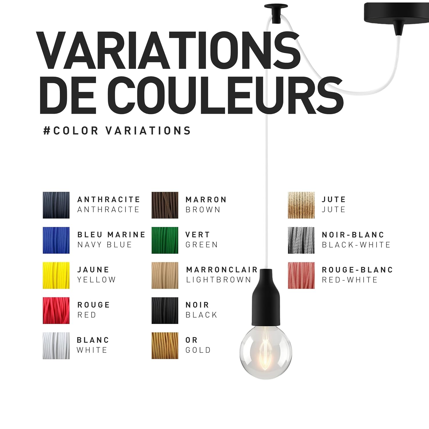 Thumbnail 6 de Câble électrique textile smartect blanc, 3 conducteurs, 10 mètres (3 x 0,75 mm²) pour lampes et projets DIY