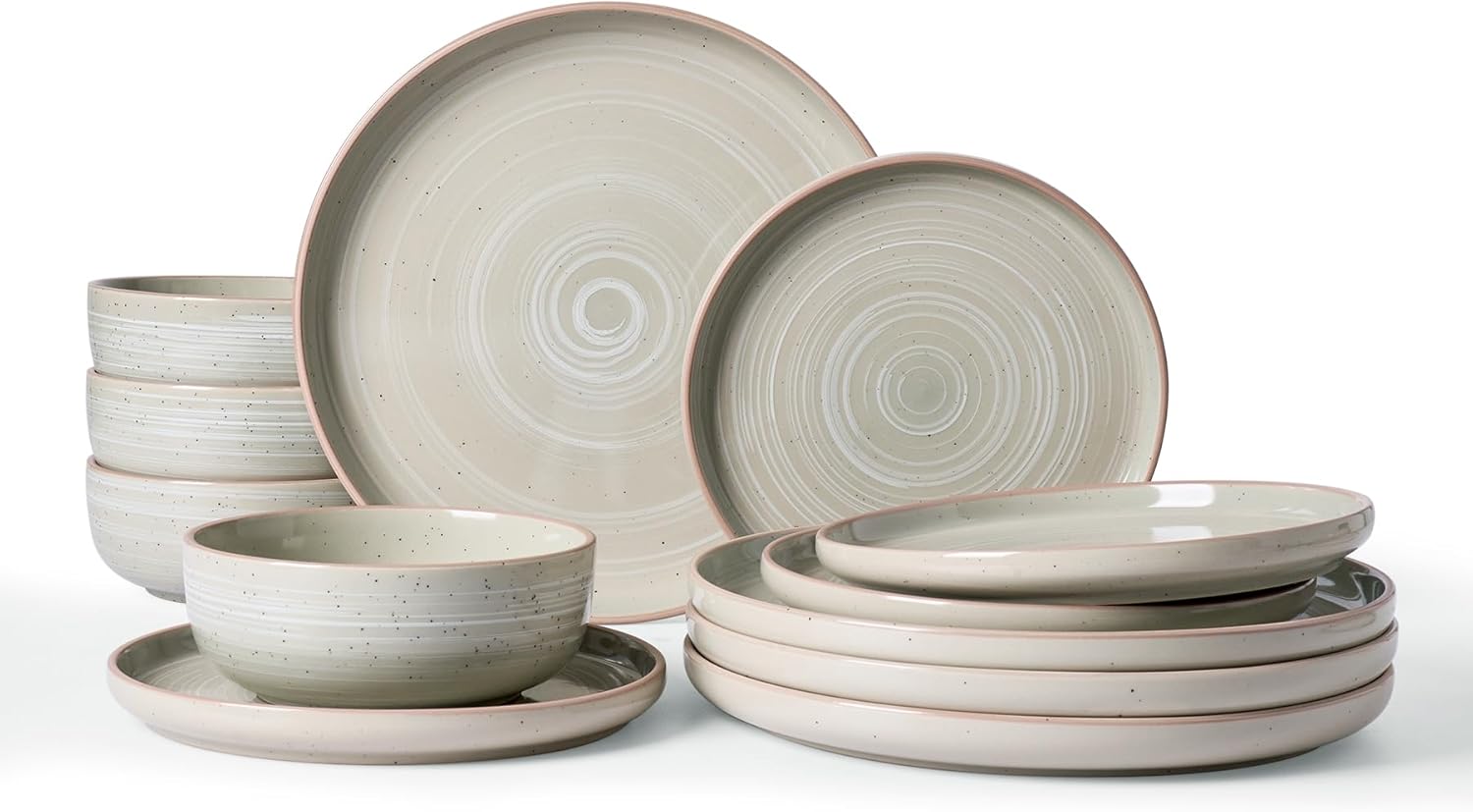 Detalle de Famiware Meteor 12-Piece Dinnerware Set, Matcha Green 🍽