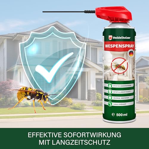 Detalle de Veddelholzer 500 ml Wespenspray extra stark – Effektive Wespenabwehr, Innen und Außen