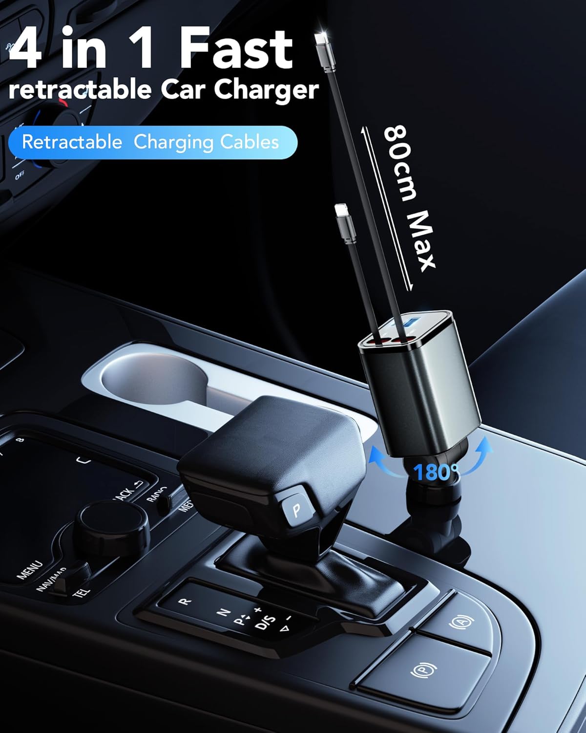 Thumbnail 1 de Aimtel Retractable Car Charger Adapter 4‑in‑1