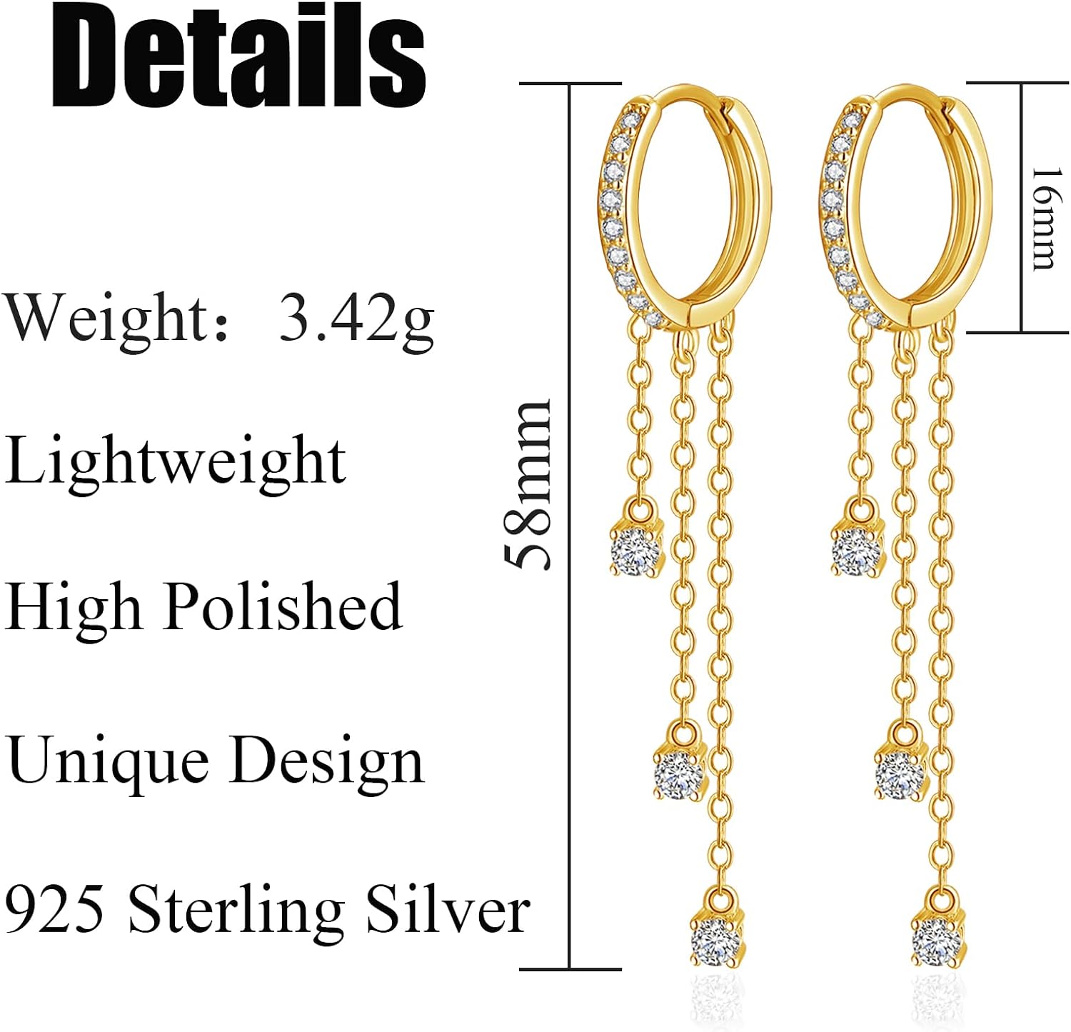 Detalle 2 de Kamise Silver Hoop Earrings 5.8cm