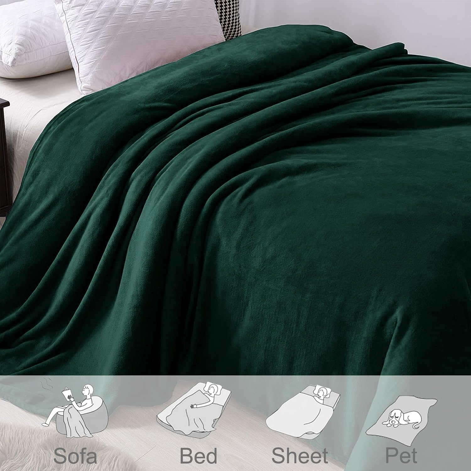 Thumbnail 4 de Fleece blanket 230x168 cm double, forest green