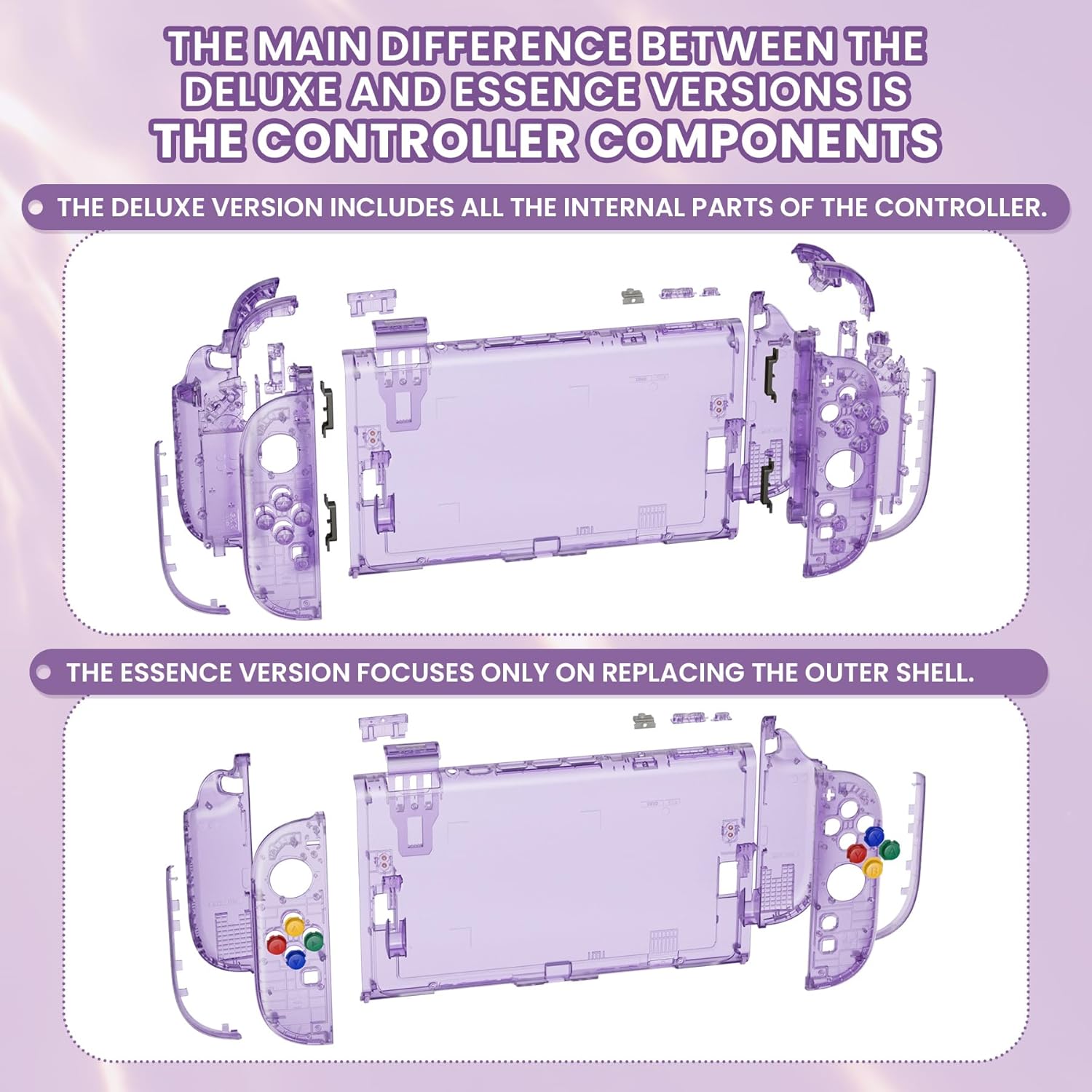 Thumbnail 5 de eXtremeRate DIY-Ersatz Shell Set für Nintendo Switch 2 – Transparent Lila, Joy-Con & Konsole