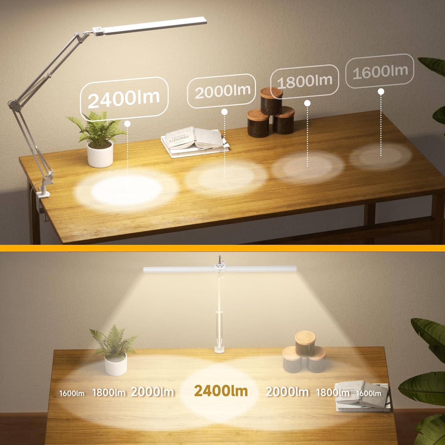 Thumbnail 1 de SKYLEO LED Desk Lamp Double Head with Remote Control (24W, 2400 lm) – White