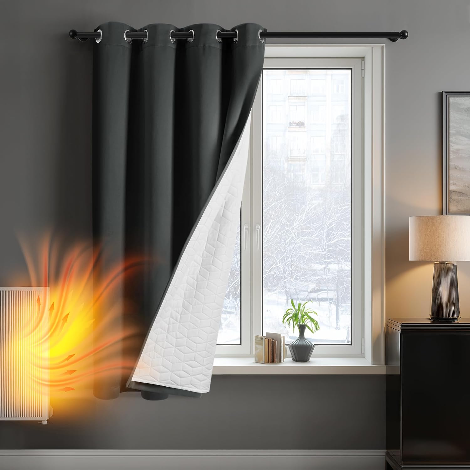 Deconovo 132×214 Rideau occultant gris foncé