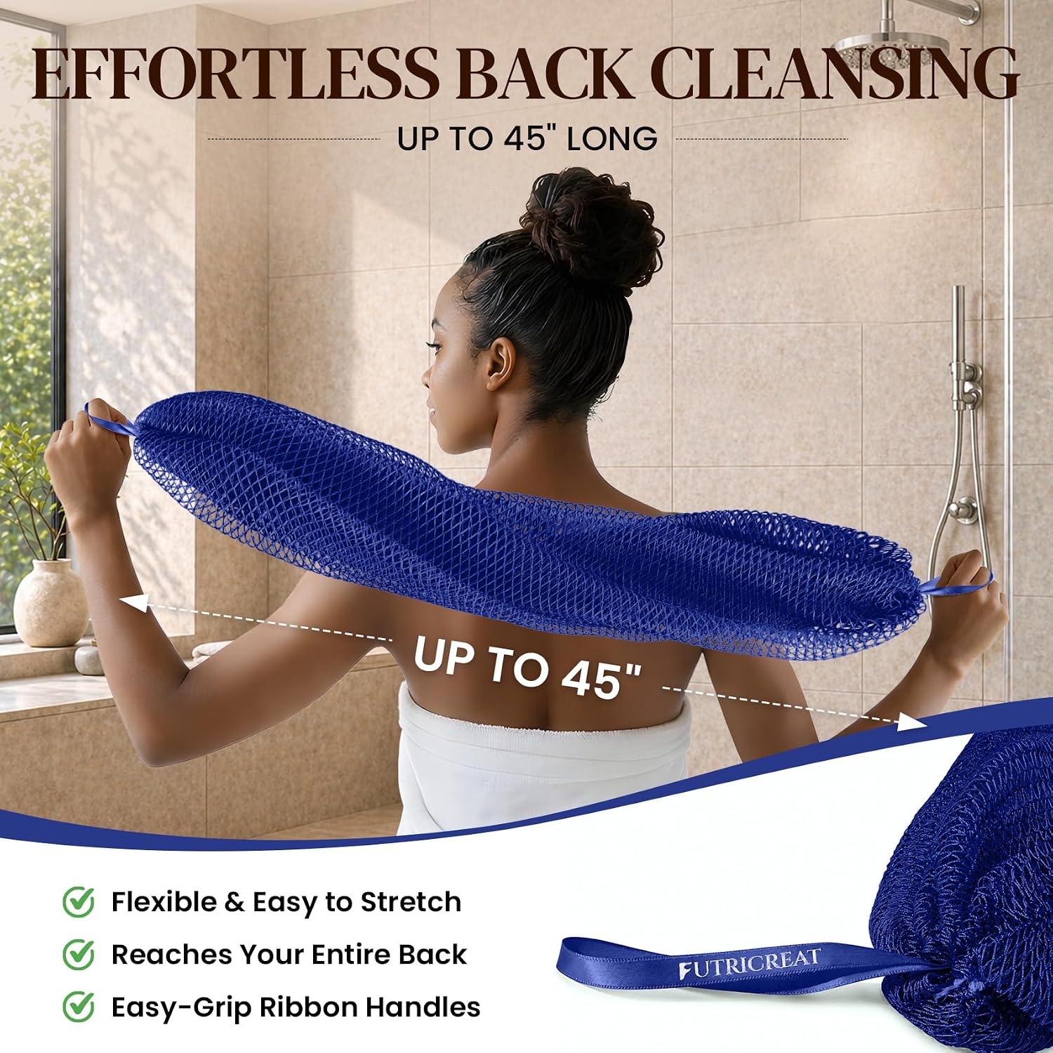 Thumbnail 2 de 4-Pack African Net Sponges, 45-Inch Stretch, Quick-Dry Mesh and Handles