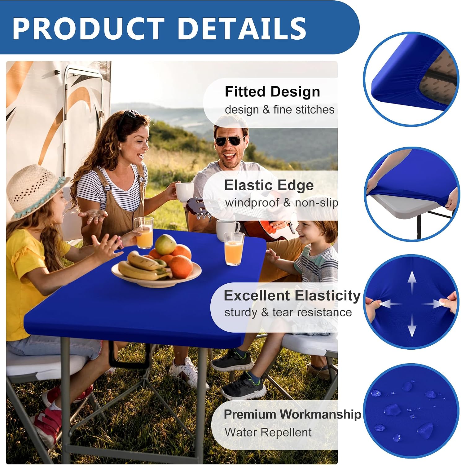 Thumbnail 1 de Enjoyidea Spandex Table Cover 6ft 6 Pack Royal Blue
