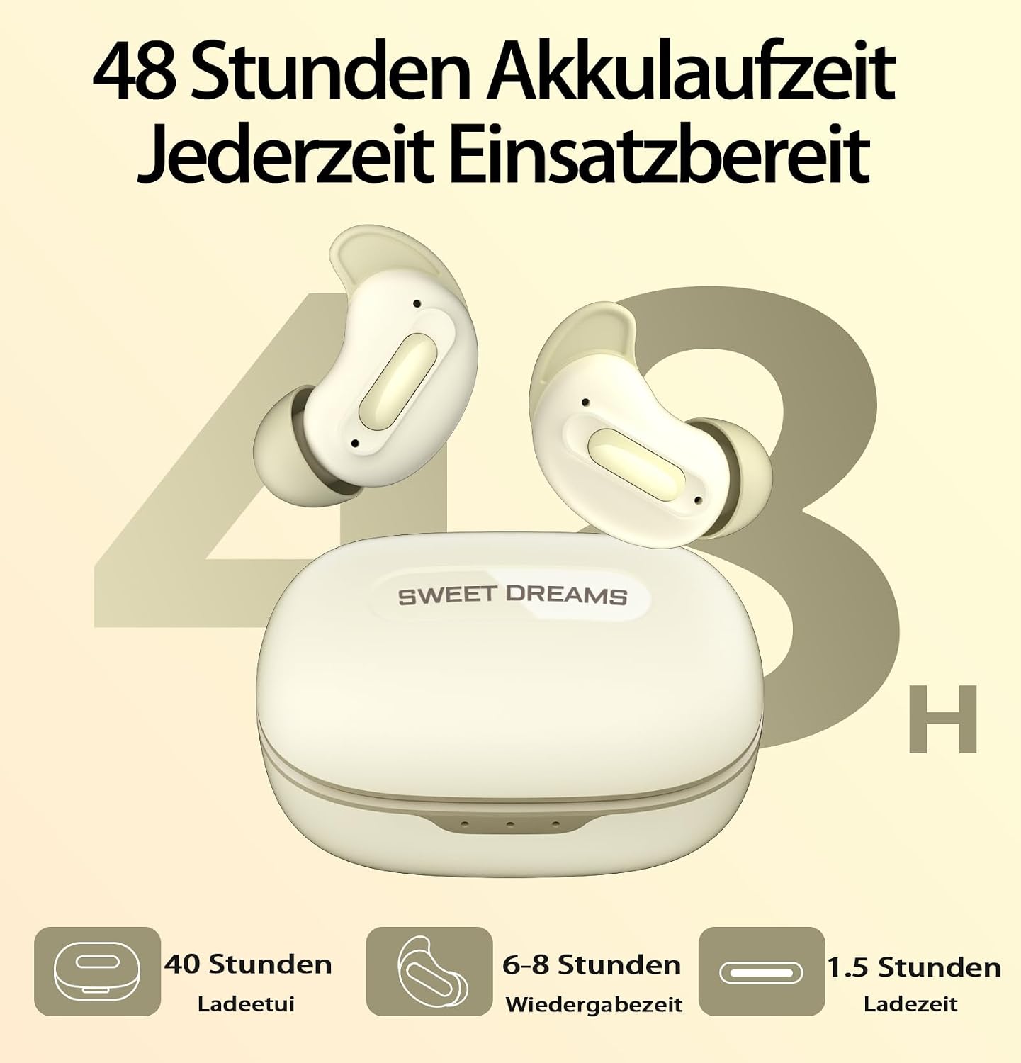 Thumbnail 6 de Bluetooth Schlafkopfhörer Khaki: In-Ear, kabellos mit ANC, 14,2 mm Treiber und Nachtmodus