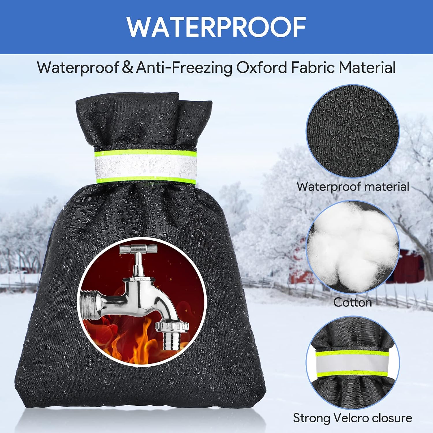 Detalle de DELUX Model 1 Outdoor Faucet Covers, 2-Pack, Waterproof Oxford Fabric