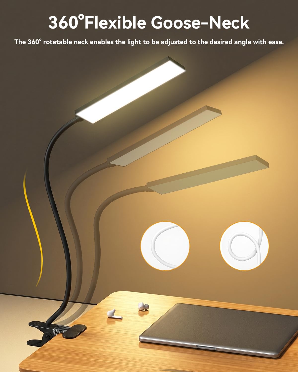 Detalle de MONGERY Clamp Desk Lamp with 48 LEDs